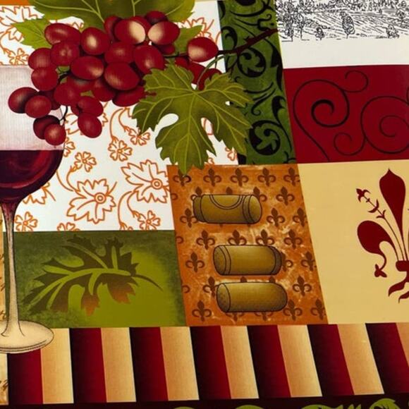 12 Home Collection Wine Bottle Cork Grapes French Vineyard Vinyl Placemats - Picture 4 of 6